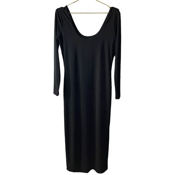 AYM Paxton Dress with Long Sleeves Black Bodycon Midi Dress Size 2XL NEW - Picture 2 of 11